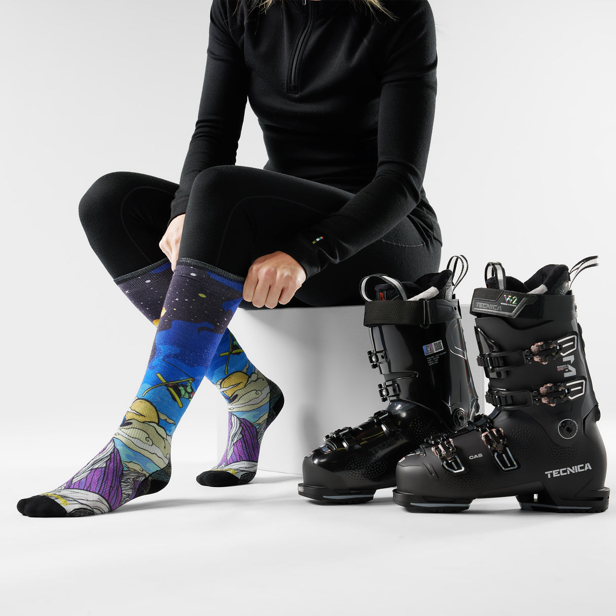 Smartwool - Ski Zero Cushion Galactic Ski Print OTC Socks﻿ - Femme