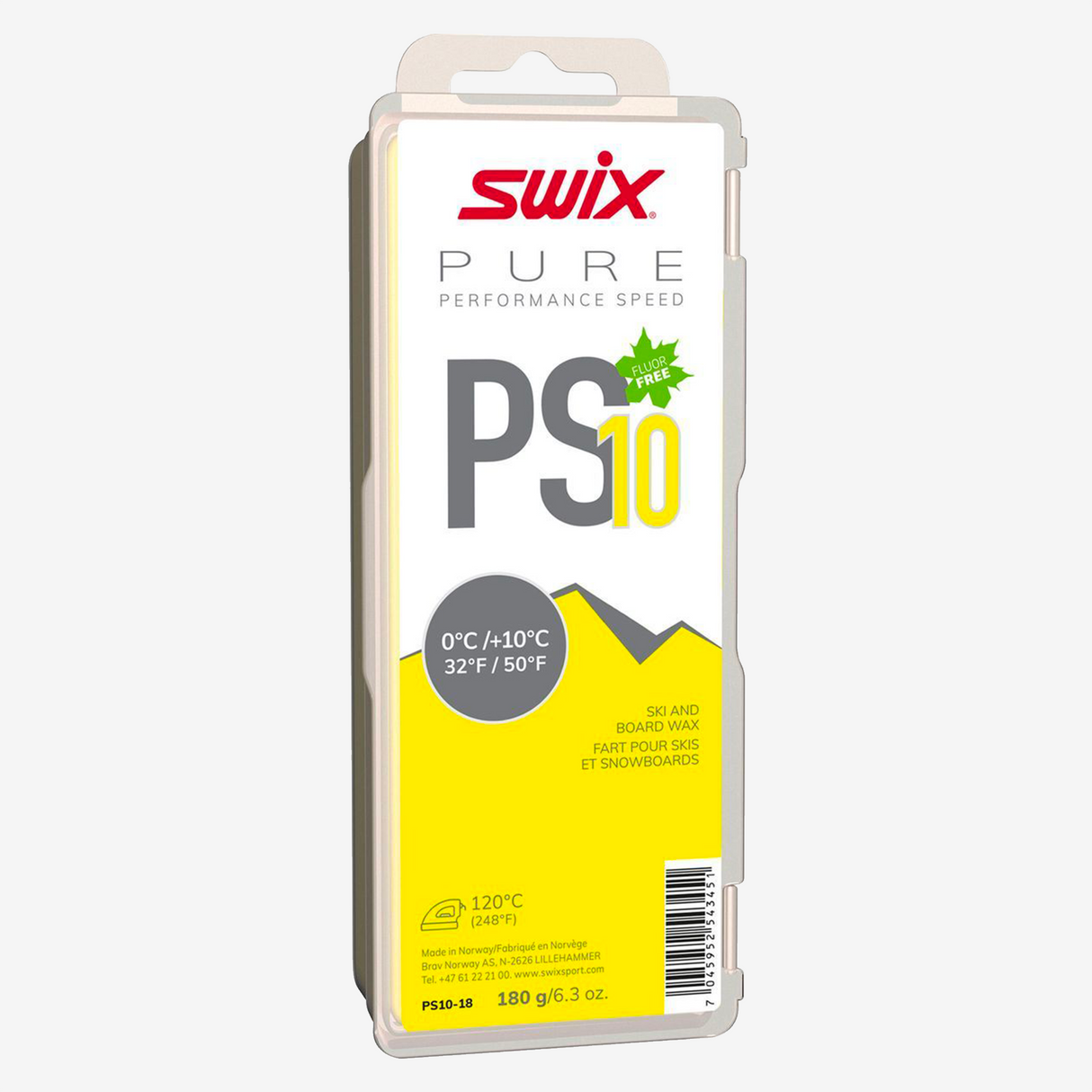 Swix - PS10 Yellow glide wax (0°C to +10°C) - 180g