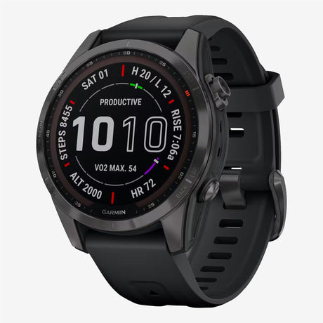 Garmin - Fenix 7S - Sapphire Solar - Carbon Gray DLC Titanium with Black Band - Le coureur nordique