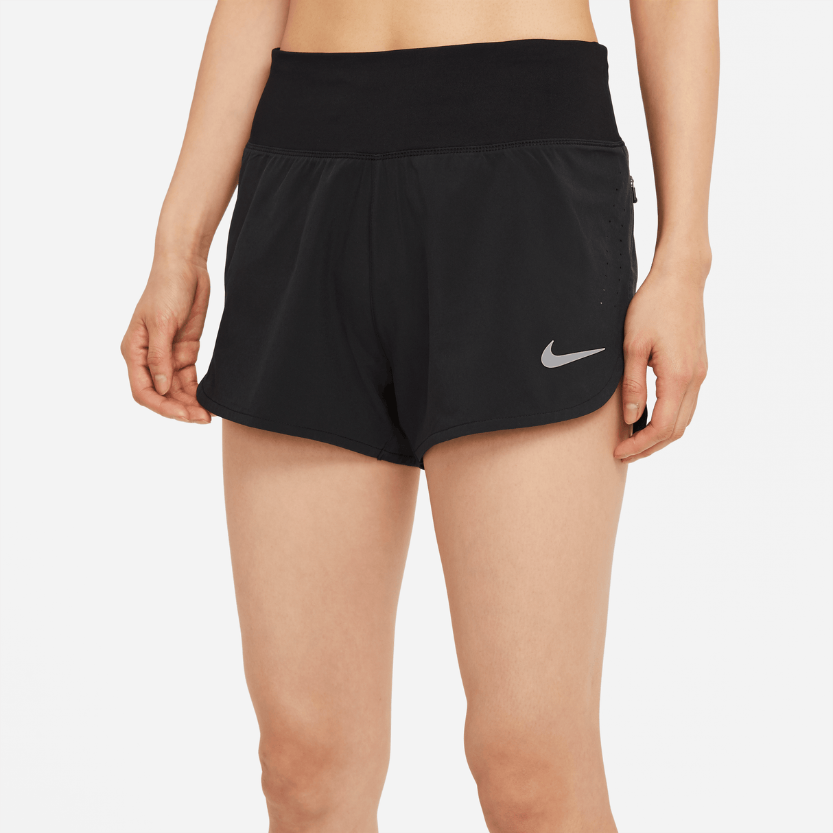 Nike Eclipse Running Shorts 3 Women XS 010 Black Reflective Silver